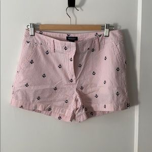 Pink pin-strip shorts with Anchors.